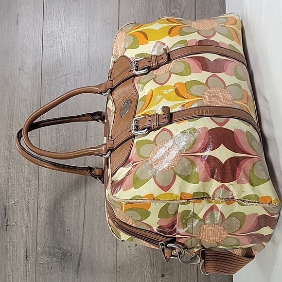 Fossil Key-Per Multi-color Floral Coated Canvas Weekender Bag - Picture 2 of 15